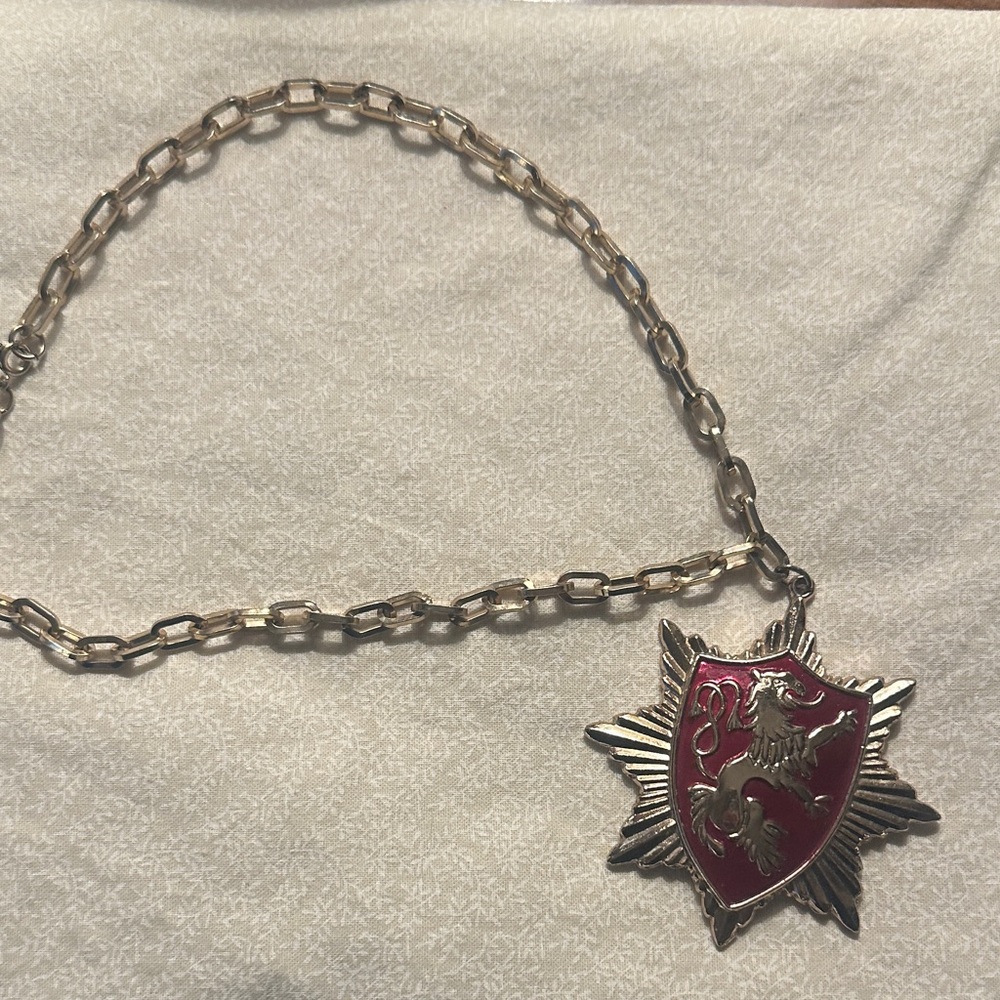 Vintage Heraldic Lion Crest Statement Necklace